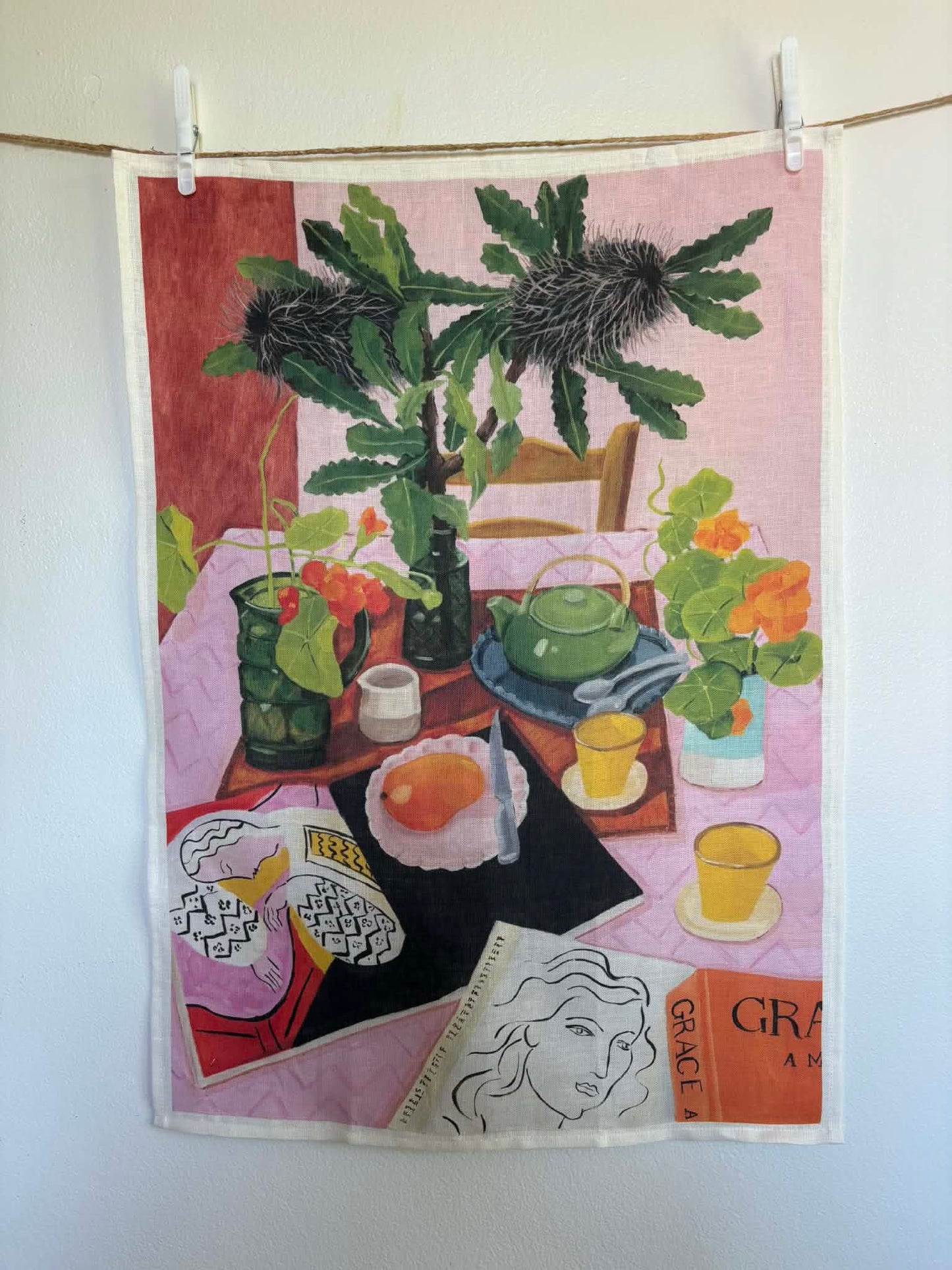 'BANKSIAS' LINEN TEA TOWEL