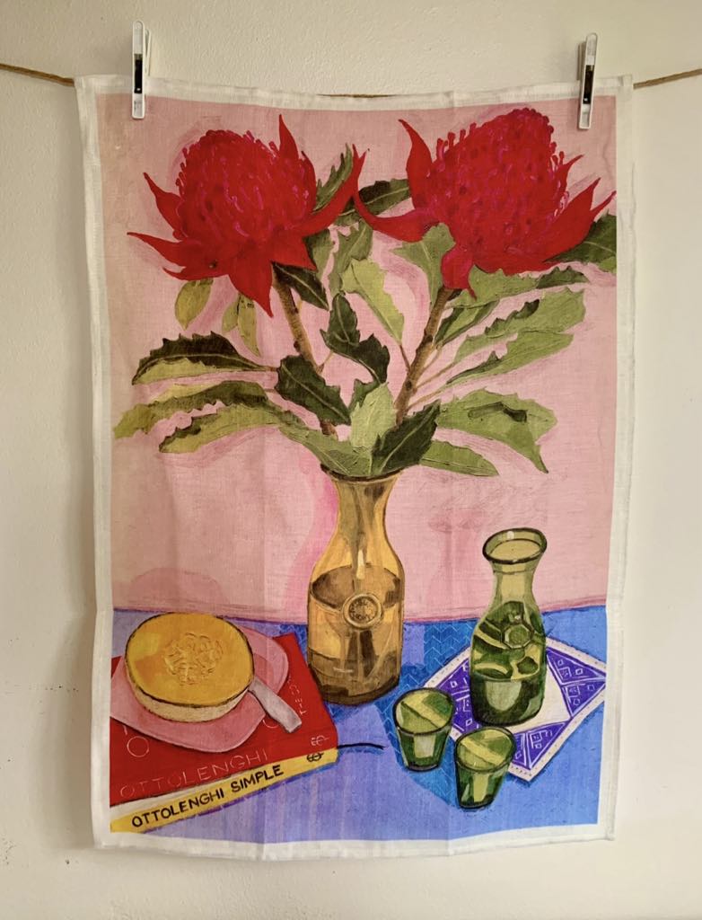 'WARATAHS' LINEN TEA TOWEL