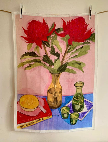 'WARATAHS' LINEN TEA TOWEL