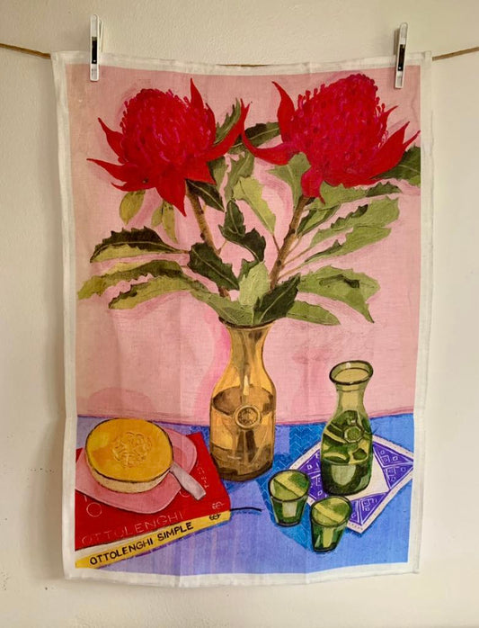'WARATAHS' LINEN TEA TOWEL