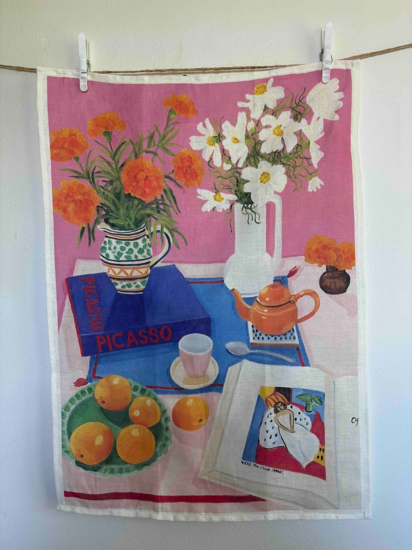 'MARIGOLDS' LINEN TEA TOWEL