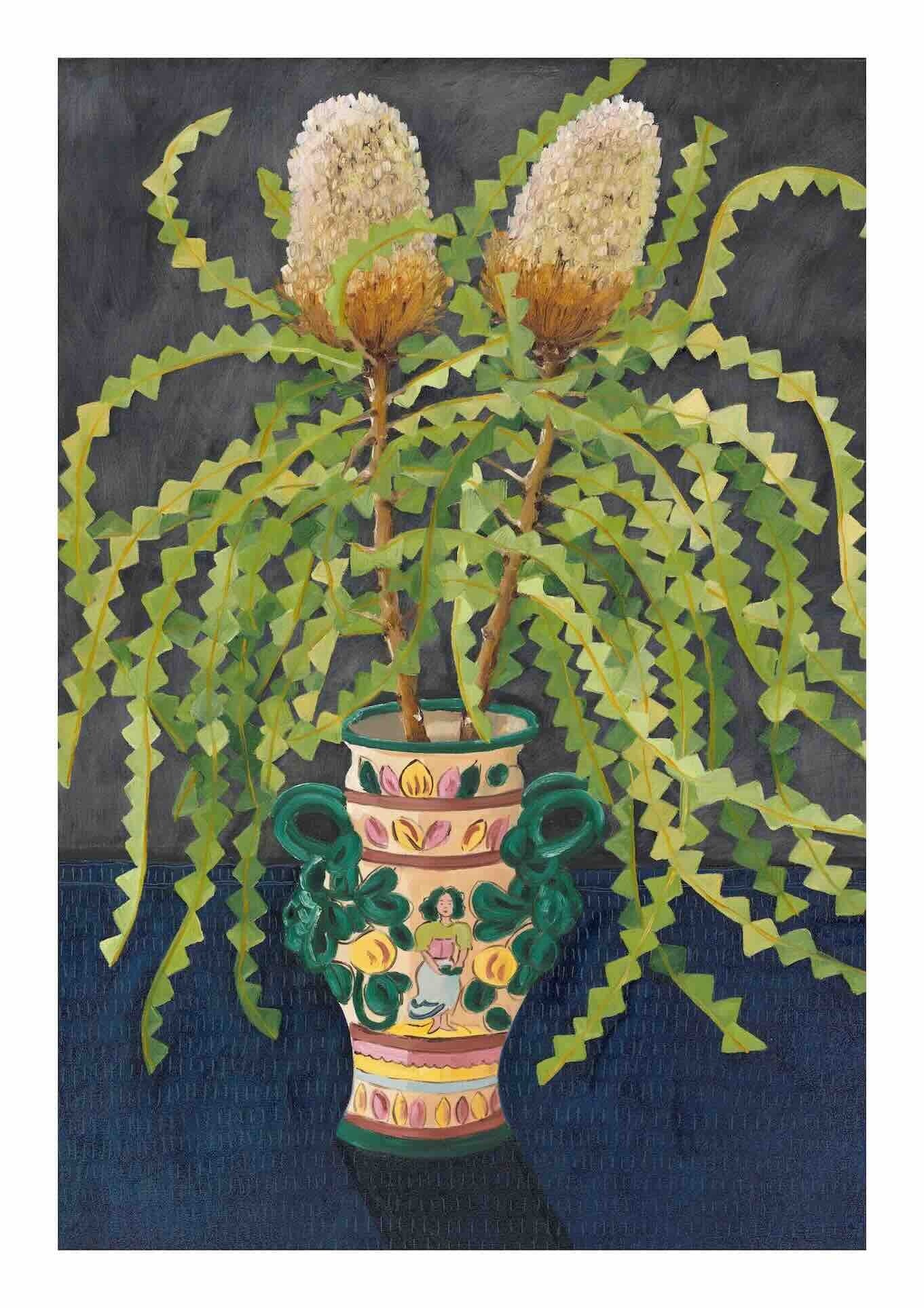 'Two Banksias' Linen Tea Towel