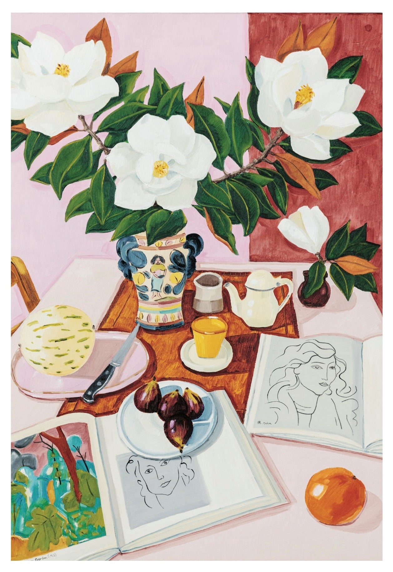 'MAGNOLIAS' LINEN TEA TOWEL