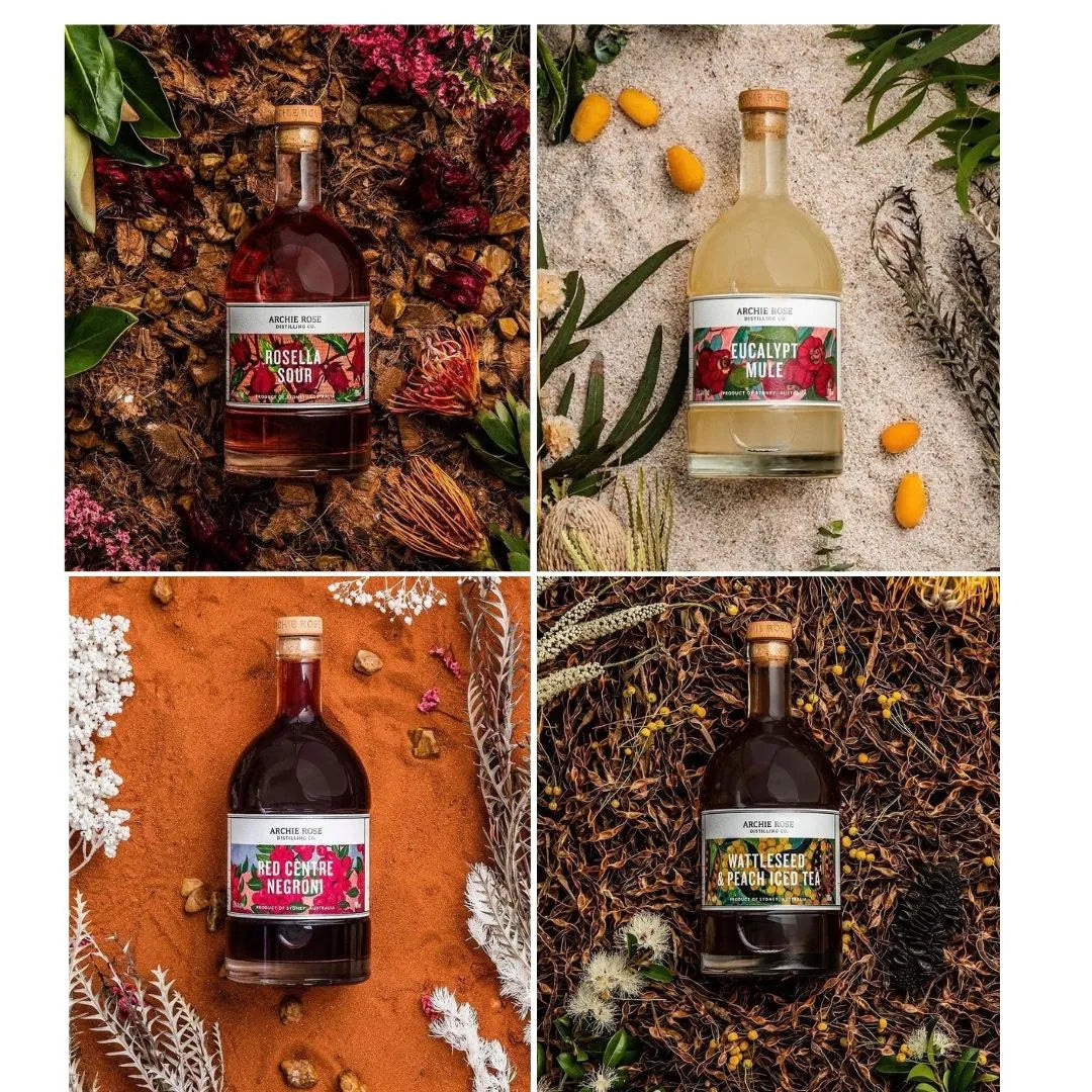 Design for Archie Rose spirits bottle by artist Melanie Vugich