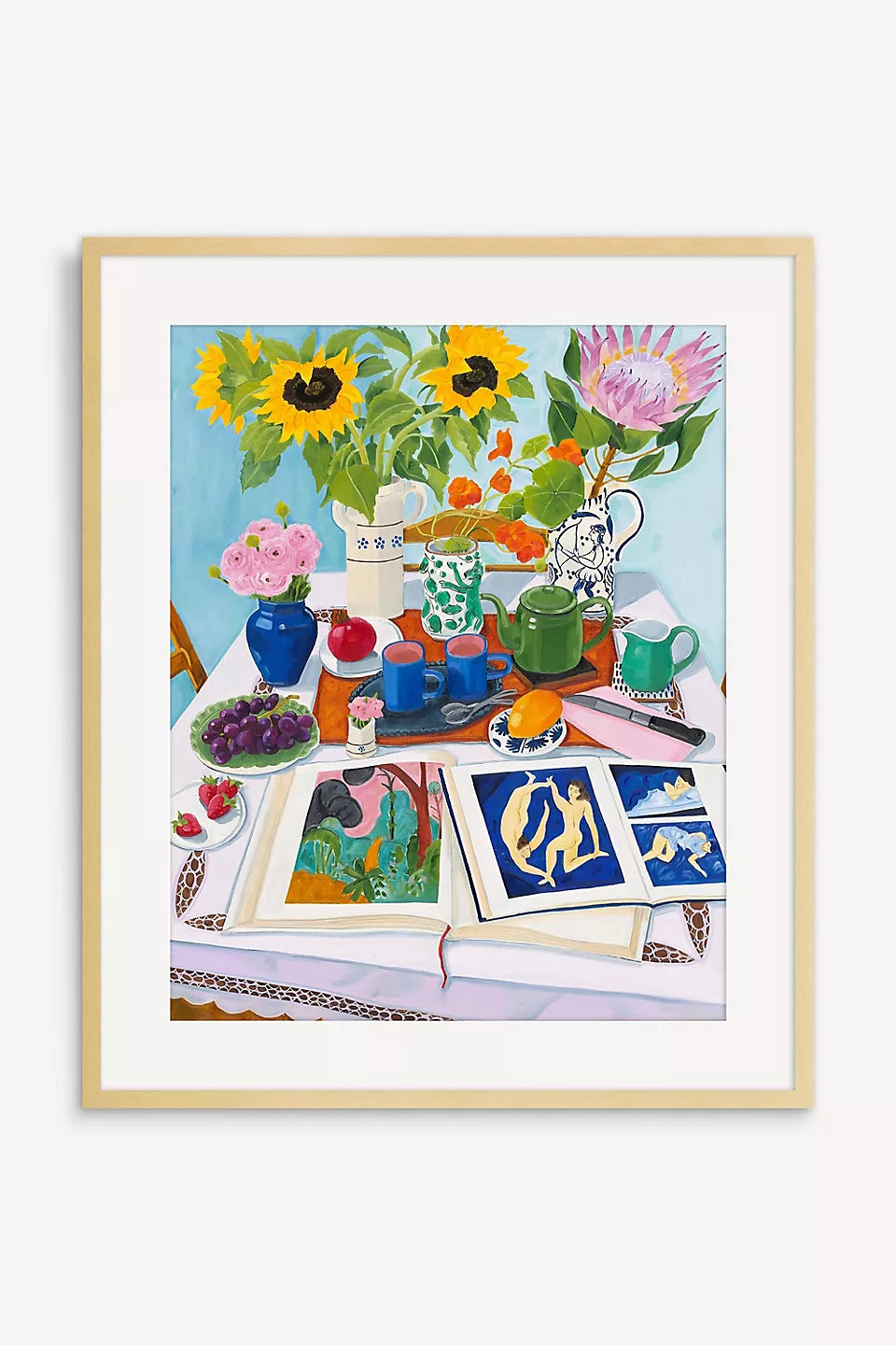 Print by Melanie Vugich: Flowering Beauty Tangerine Tea for Two