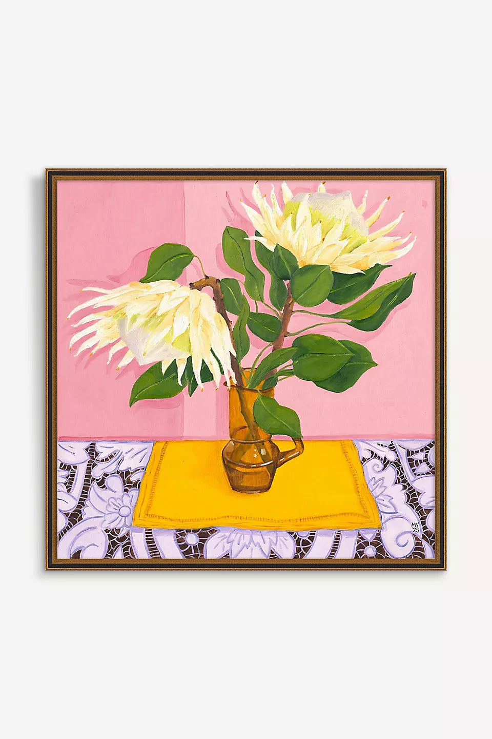 Print by Melanie Vugich: King Proteas on Flamingo Pink