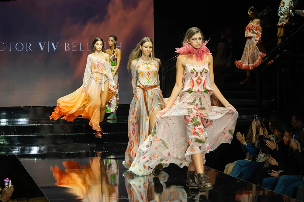 Victor Bellaish clothing with design created by artist Melanie Vugich